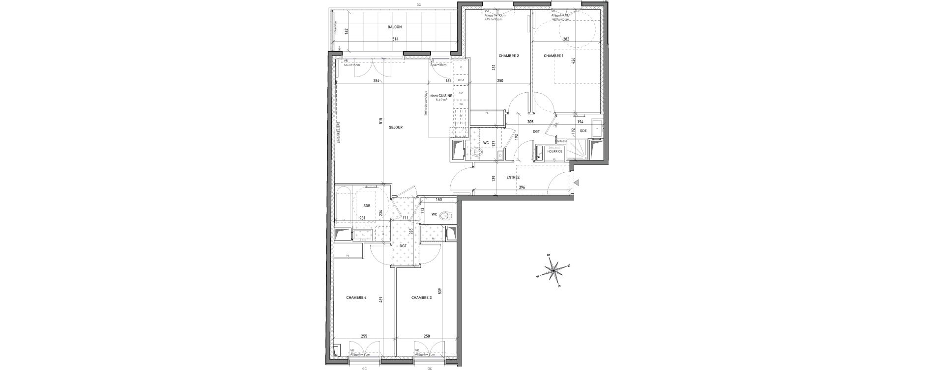Appartement T5 de 100,45 m2 &agrave; L'Ha&yuml;-Les-Roses Centre