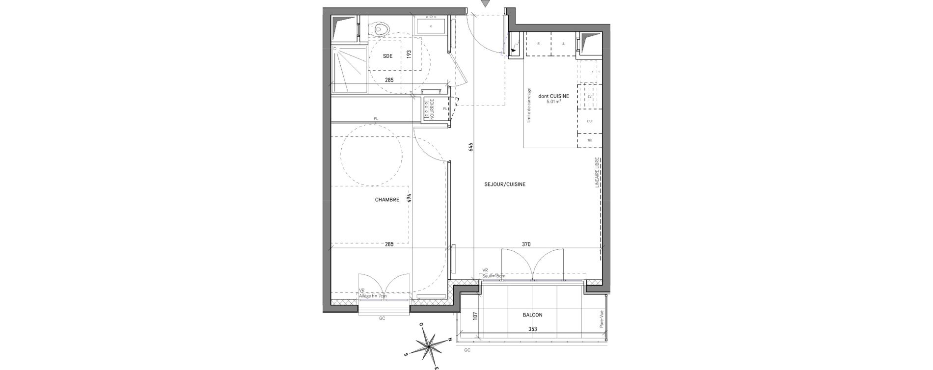 Appartement T2 de 41,17 m2 &agrave; L'Ha&yuml;-Les-Roses Centre
