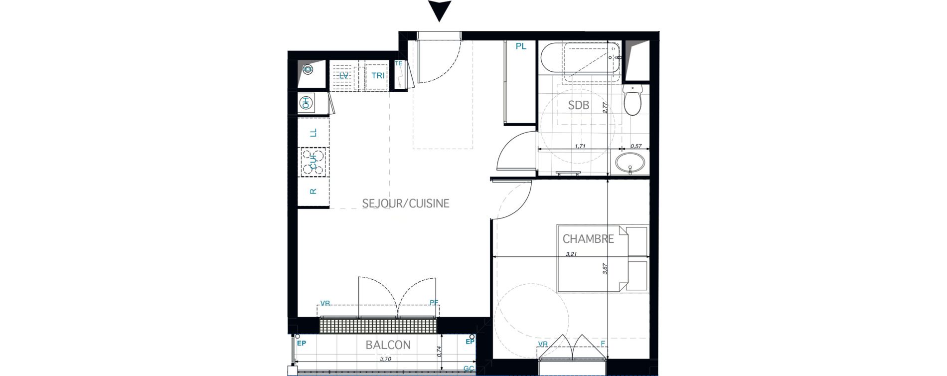 Appartement T2 de 40,80 m2 &agrave; Limeil-Br&eacute;vannes O c&oelig;ur de limeil