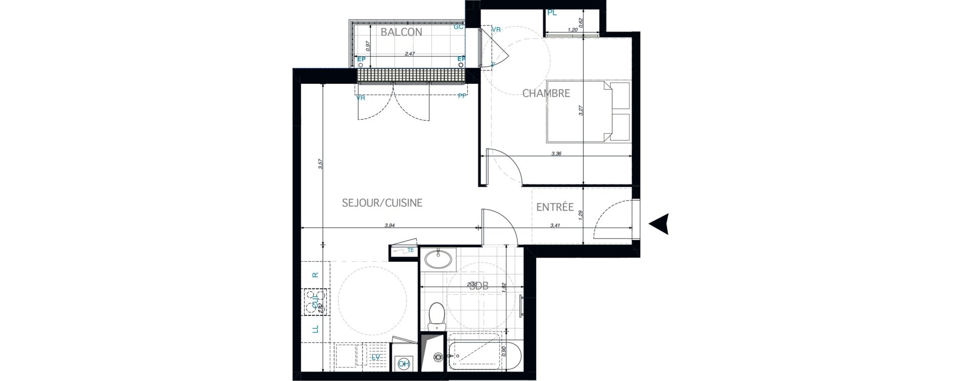 Appartement T2 de 43,99 m2 &agrave; Limeil-Br&eacute;vannes O c&oelig;ur de limeil