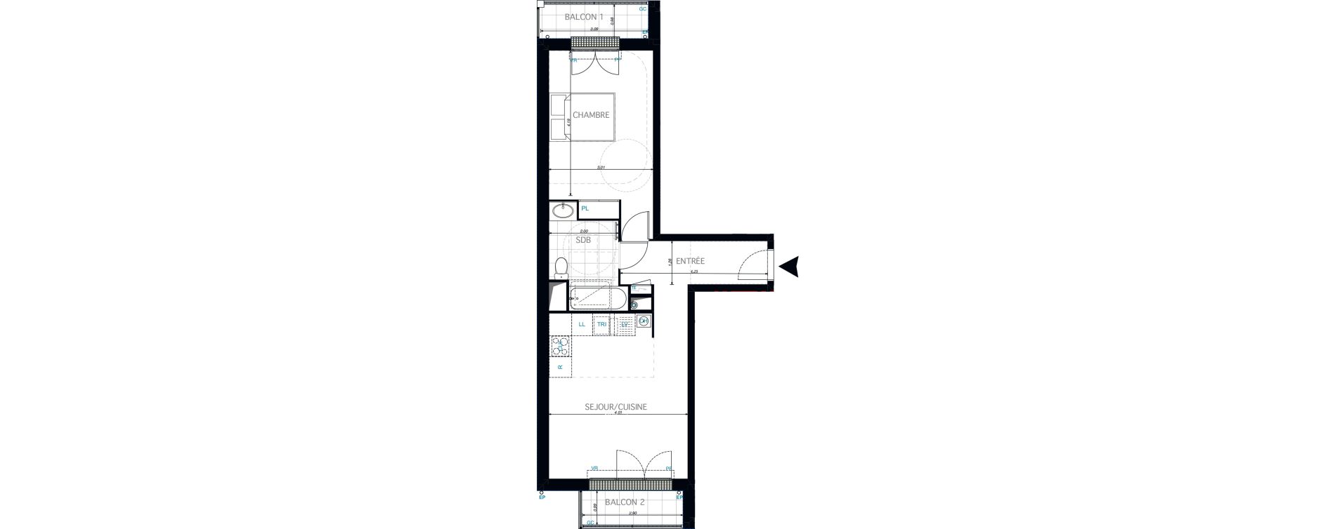 Appartement T2 de 45,35 m2 &agrave; Limeil-Br&eacute;vannes O c&oelig;ur de limeil