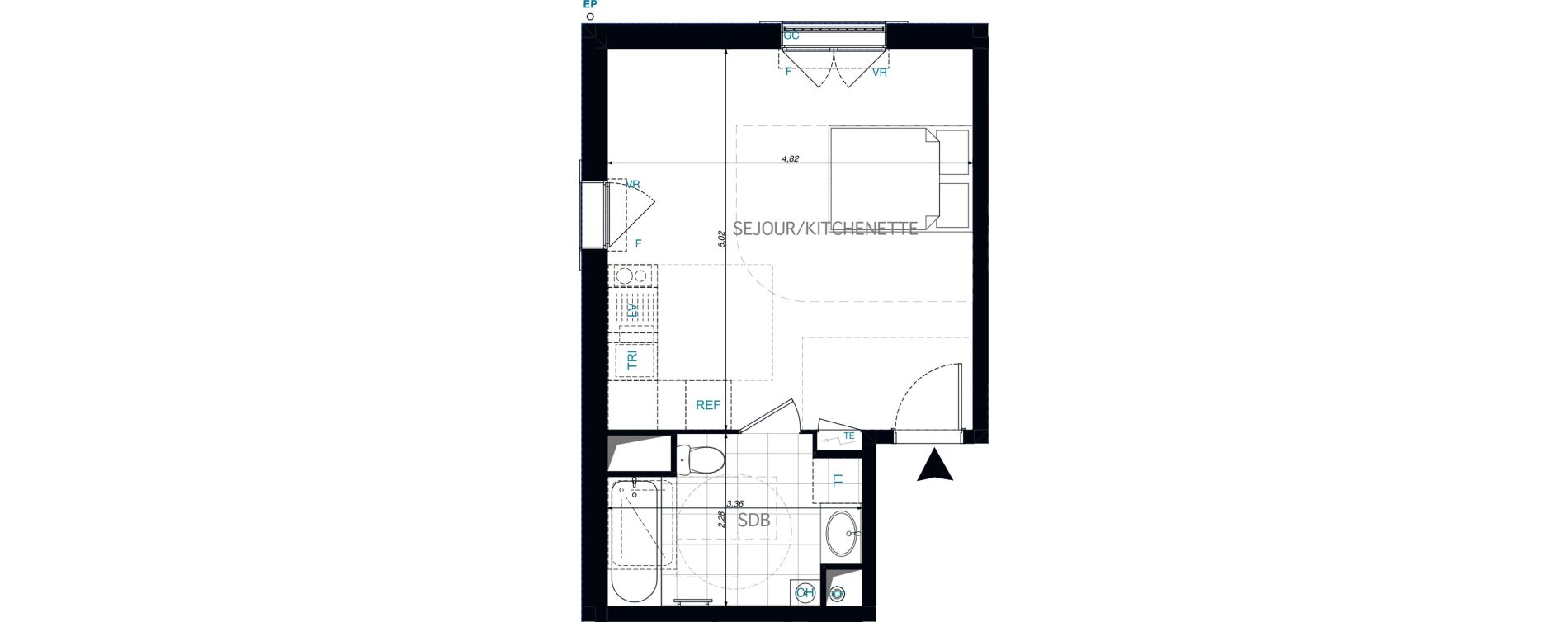 Appartement T1 de 30,84 m2 &agrave; Limeil-Br&eacute;vannes O c&oelig;ur de limeil