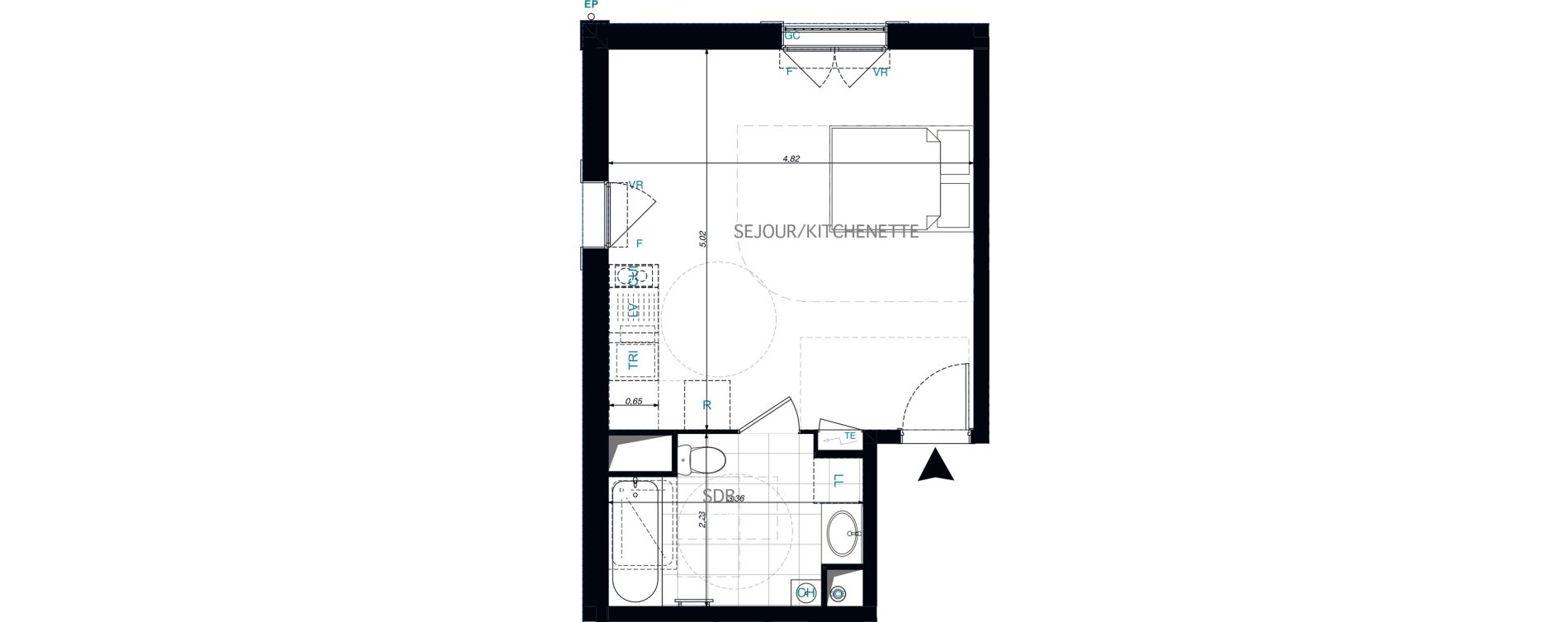 Appartement T1 de 30,83 m2 &agrave; Limeil-Br&eacute;vannes O c&oelig;ur de limeil