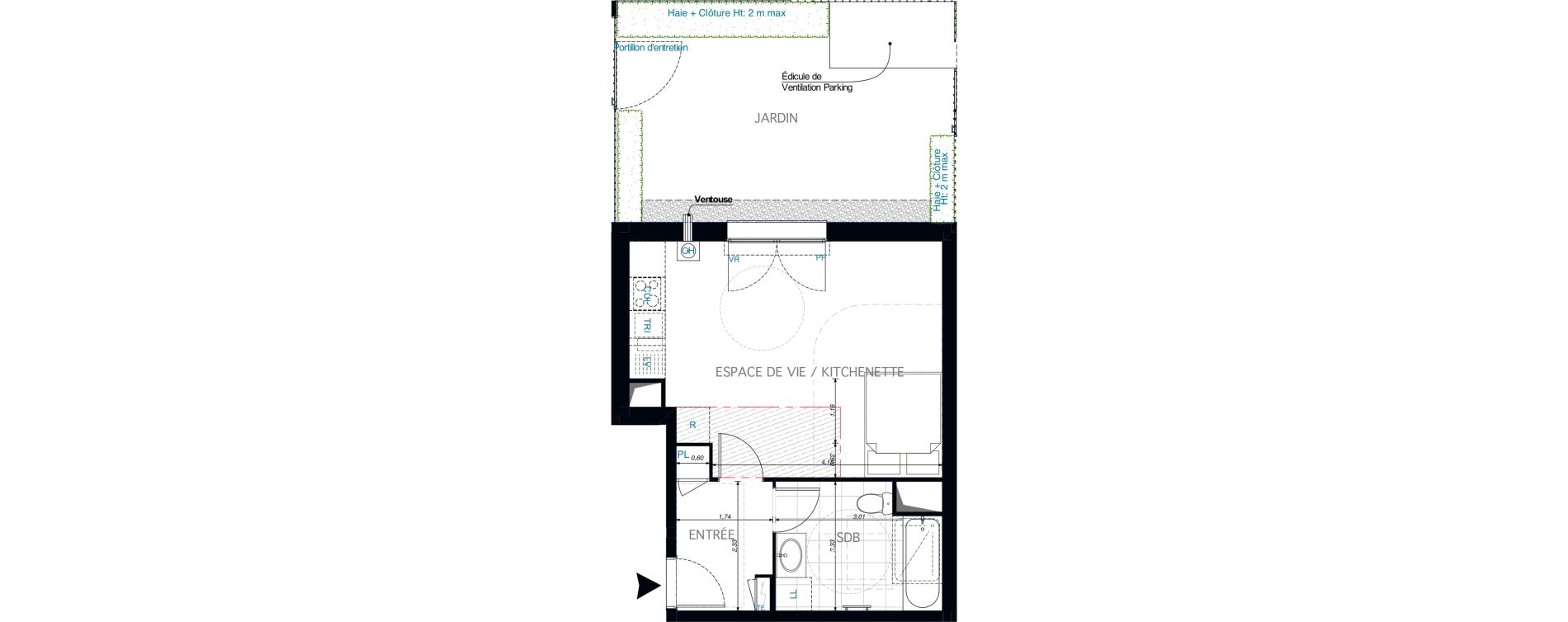 Appartement T1 de 32,95 m2 &agrave; Limeil-Br&eacute;vannes O c&oelig;ur de limeil