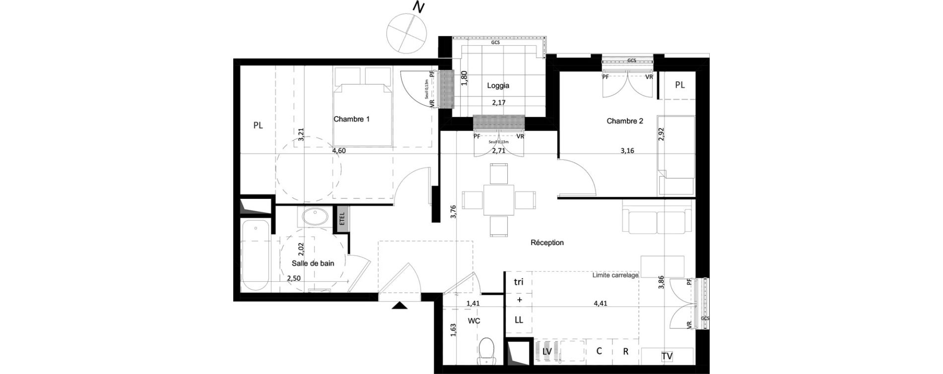 Appartement T3 de 58,80 m2 &agrave; Limeil-Br&eacute;vannes Centre