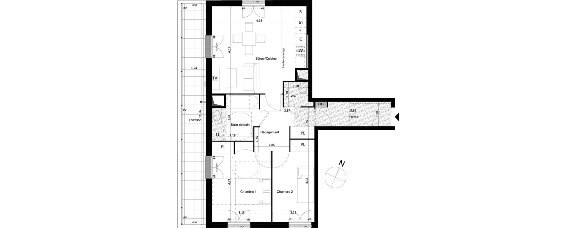 Appartement T3 de 62,40 m2 &agrave; Limeil-Br&eacute;vannes Centre