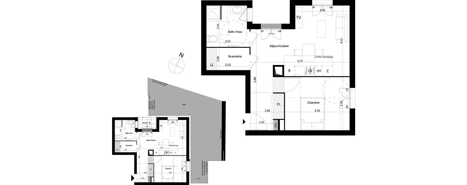 Appartement T2 de 46,20 m2 &agrave; Limeil-Br&eacute;vannes Centre