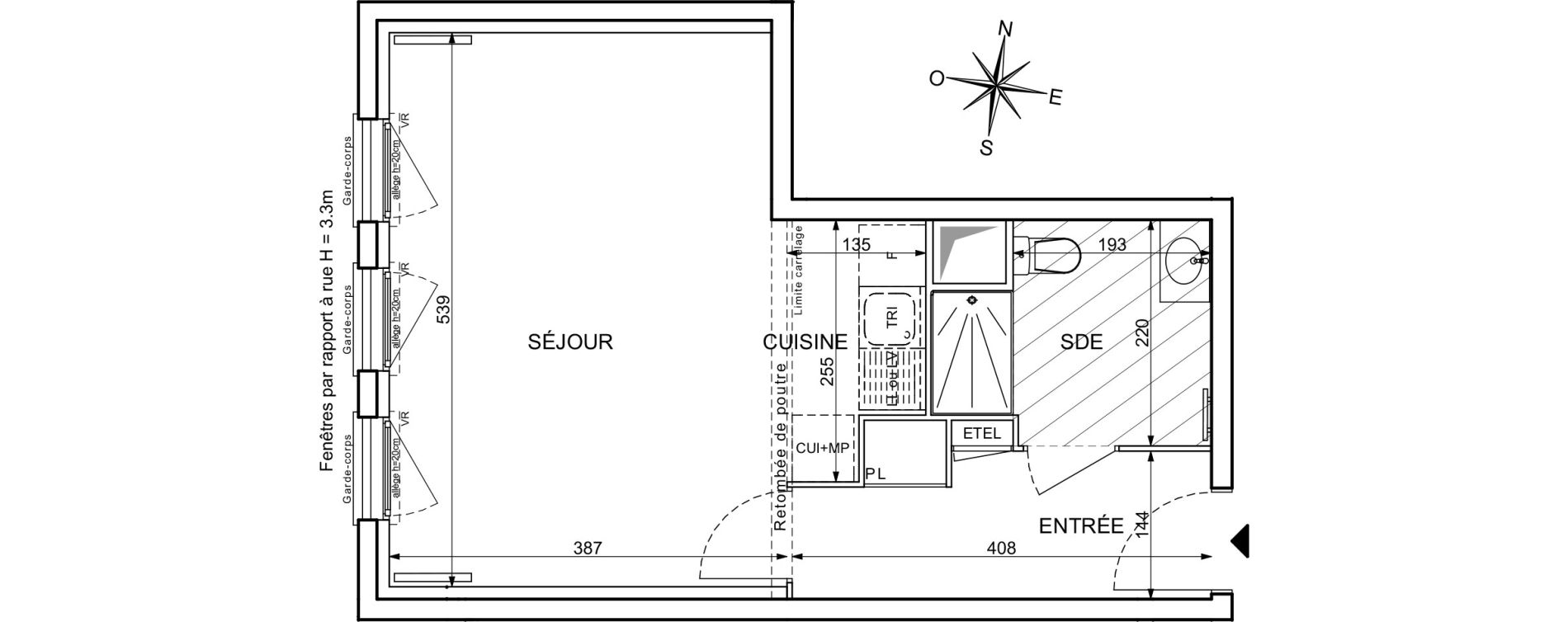 Appartement T1 de 34,67 m2 &agrave; Maisons-Alfort Centre vert de maison