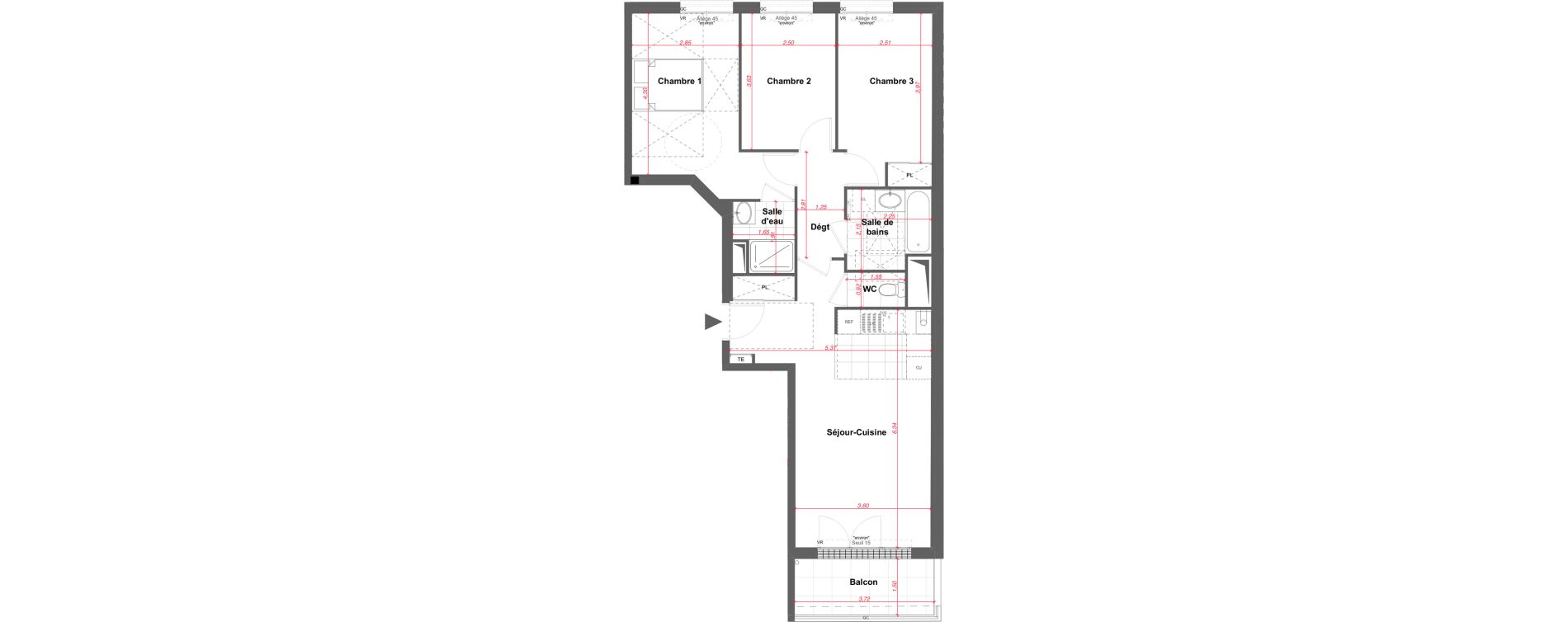 Appartement T4 de 75,59 m2 &agrave; Maisons-Alfort Charentonneau