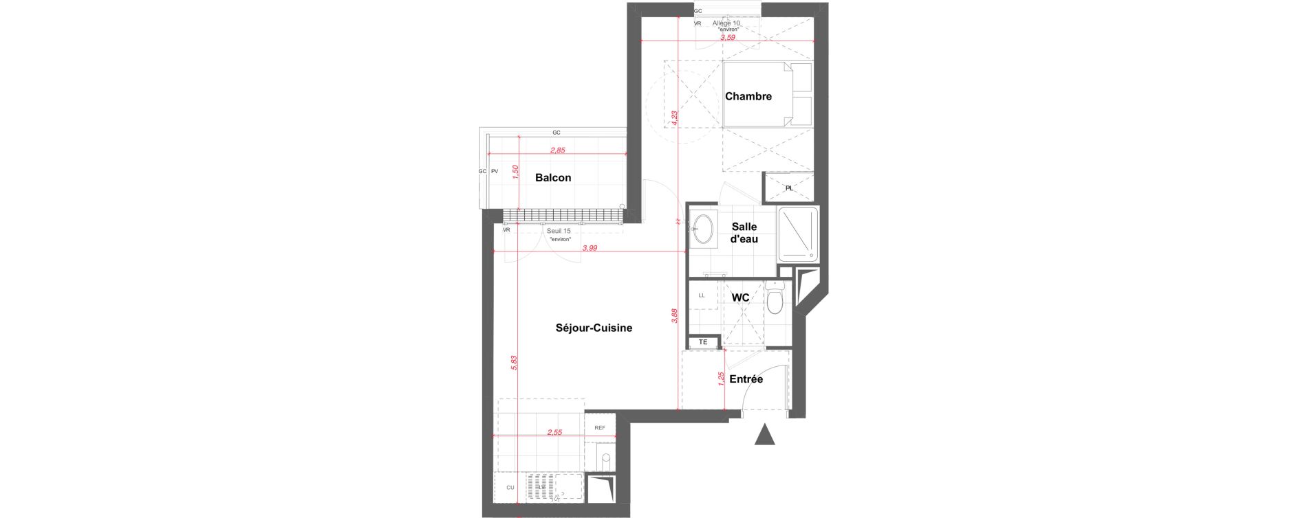 Appartement T2 de 43,54 m2 &agrave; Maisons-Alfort Charentonneau