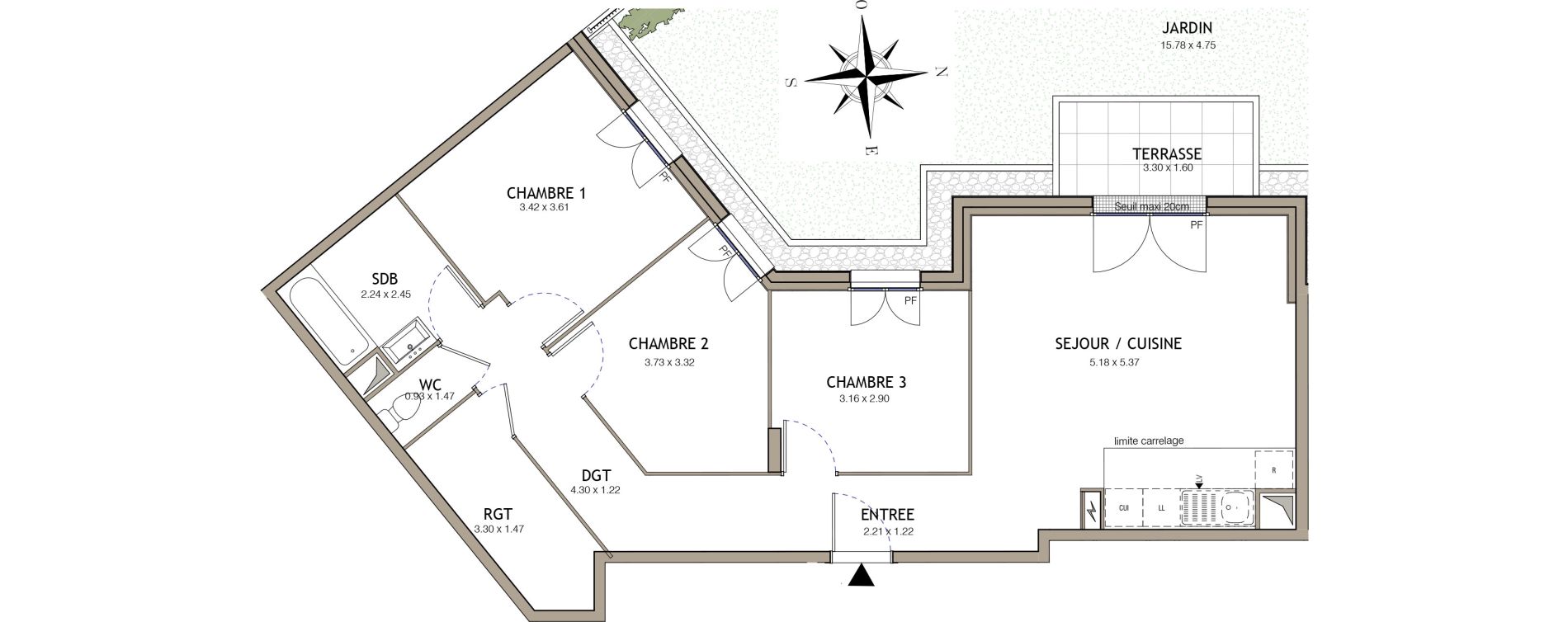 Appartement T4 de 79,31 m2 &agrave; Noiseau Centre