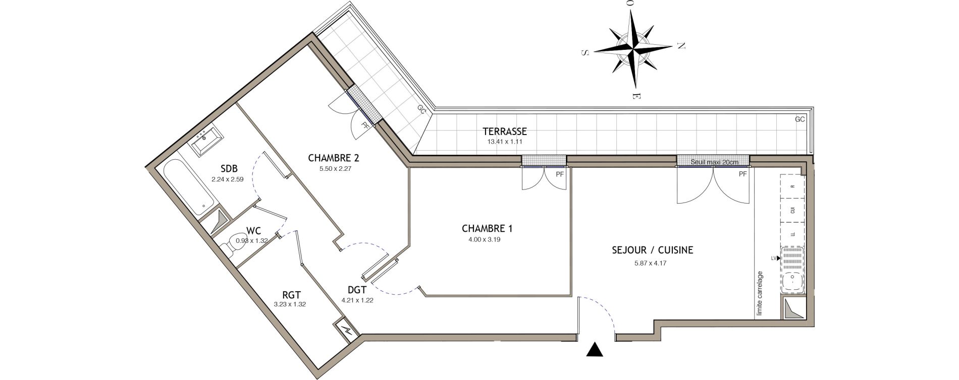 Appartement T3 de 67,91 m2 &agrave; Noiseau Centre