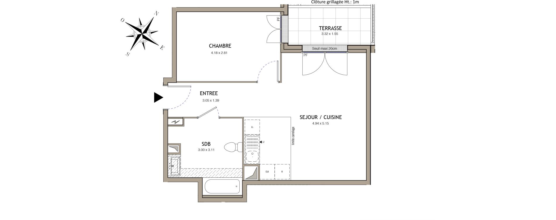 Appartement T2 de 47,07 m2 &agrave; Noiseau Centre