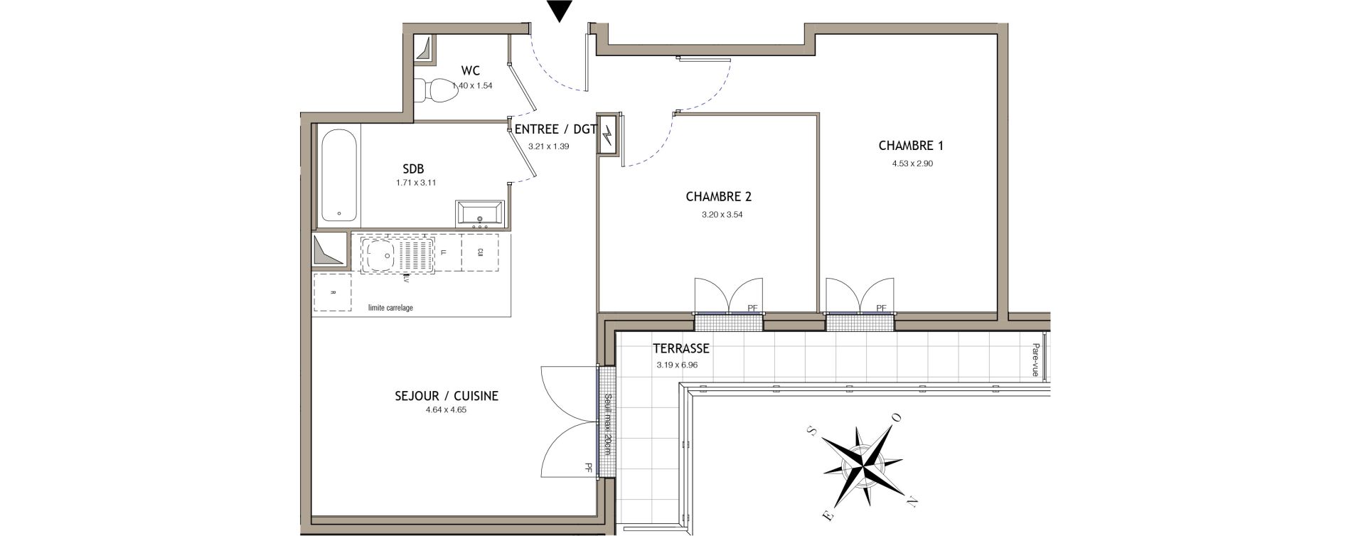 Appartement T3 de 60,49 m2 &agrave; Noiseau Centre
