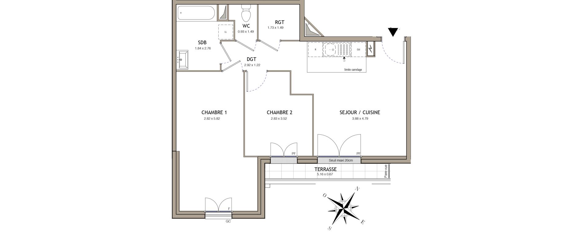 Appartement T3 de 59,98 m2 &agrave; Noiseau Centre