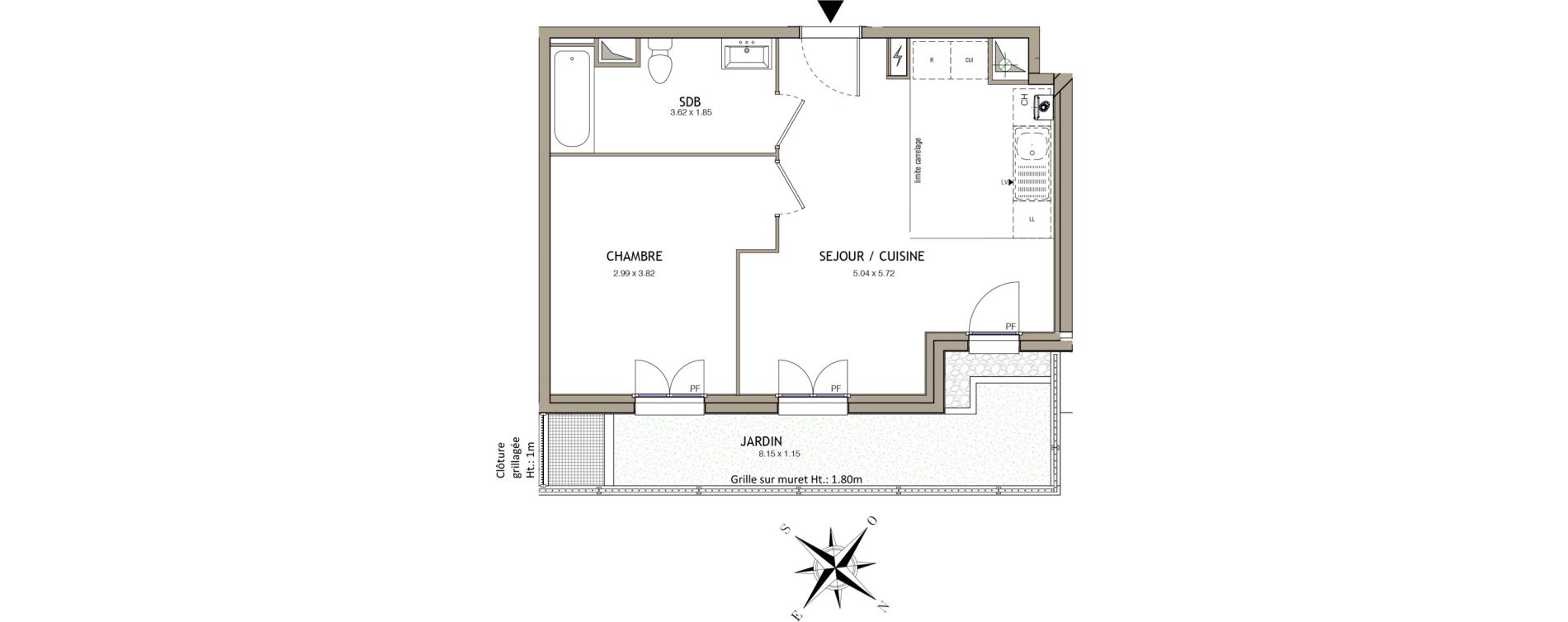 Appartement T2 de 42,16 m2 &agrave; Noiseau Centre