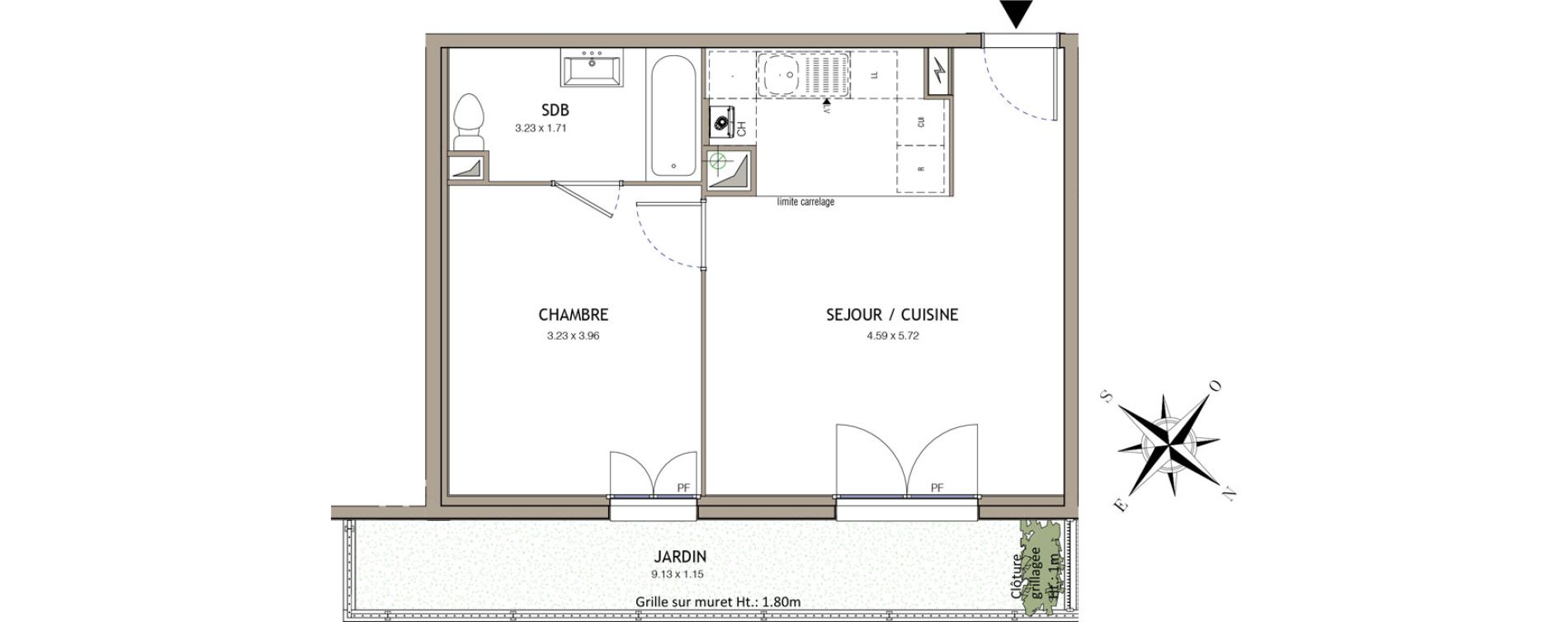 Appartement T2 de 43,53 m2 &agrave; Noiseau Centre