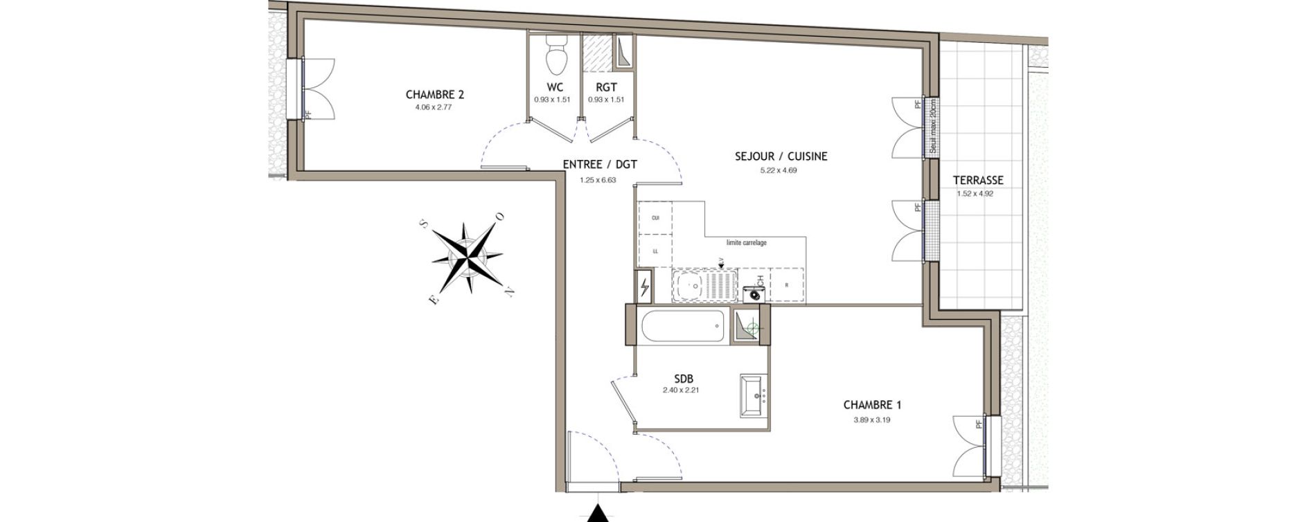 Appartement T3 de 66,22 m2 &agrave; Noiseau Centre