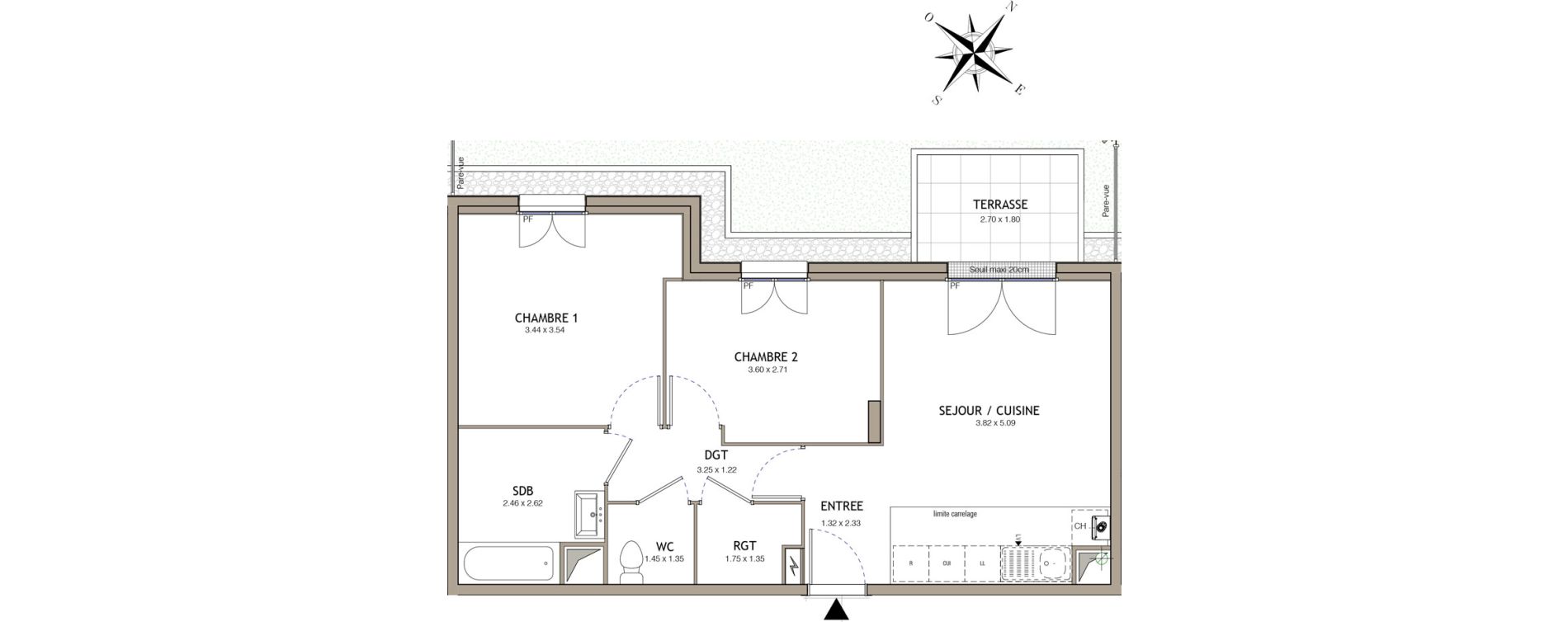 Appartement T3 de 57,56 m2 &agrave; Noiseau Centre