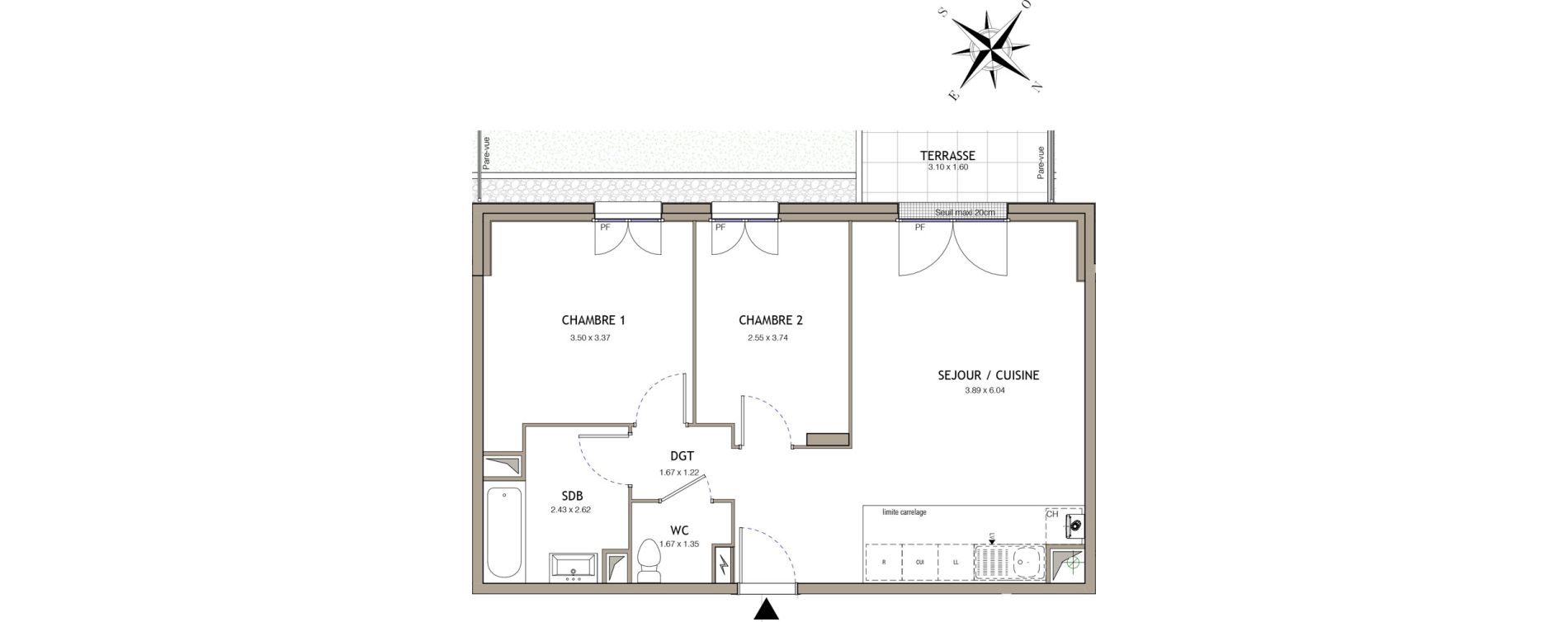 Appartement T3 de 57,99 m2 &agrave; Noiseau Centre