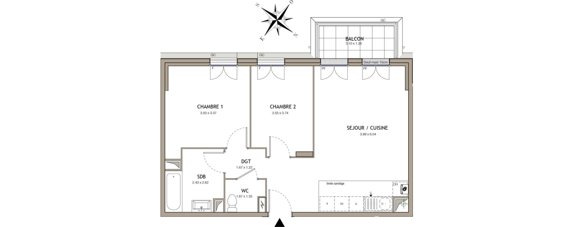 Appartement T3 de 57,98 m2 &agrave; Noiseau Centre