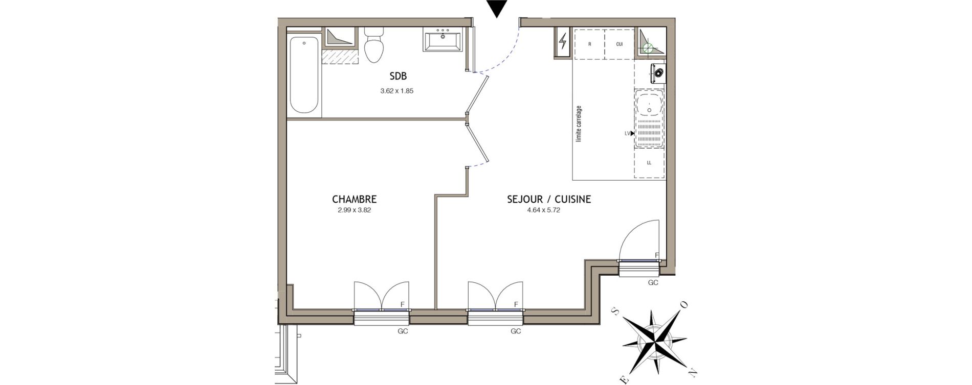 Appartement T2 de 40,55 m2 &agrave; Noiseau Centre