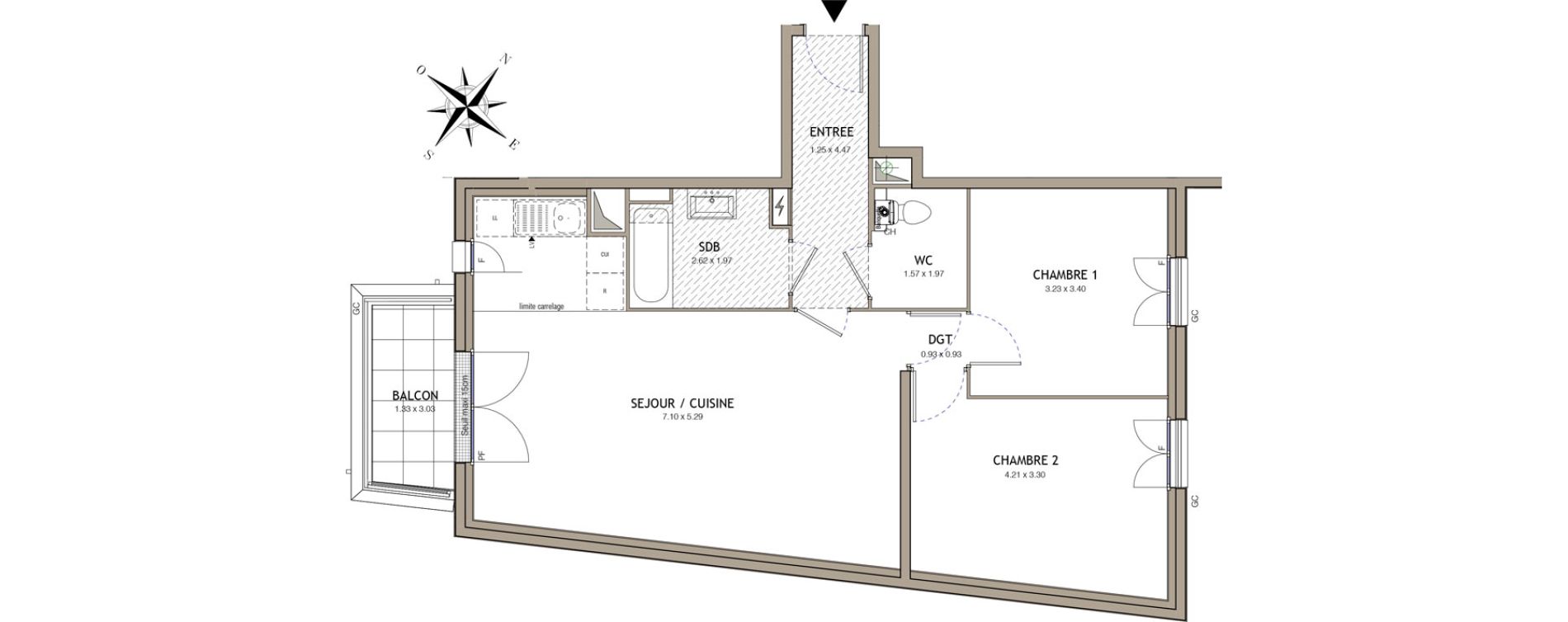 Appartement T3 de 69,43 m2 &agrave; Noiseau Centre