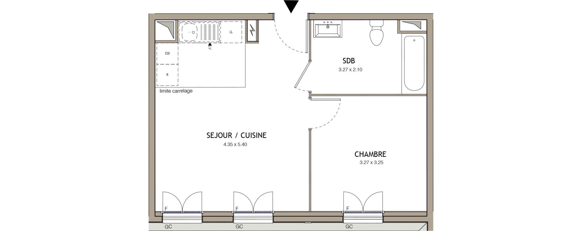 Appartement T2 de 39,95 m2 &agrave; Noiseau Centre