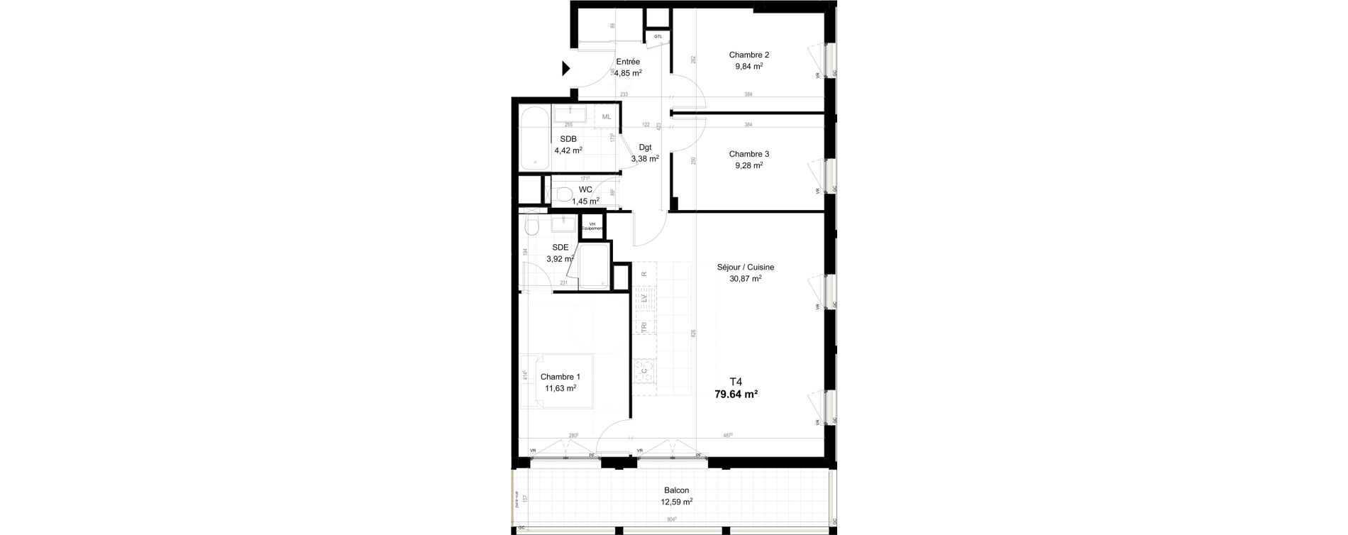 Appartement T4 de 79,64 m2 &agrave; Orly Carri&egrave;res - sentiers