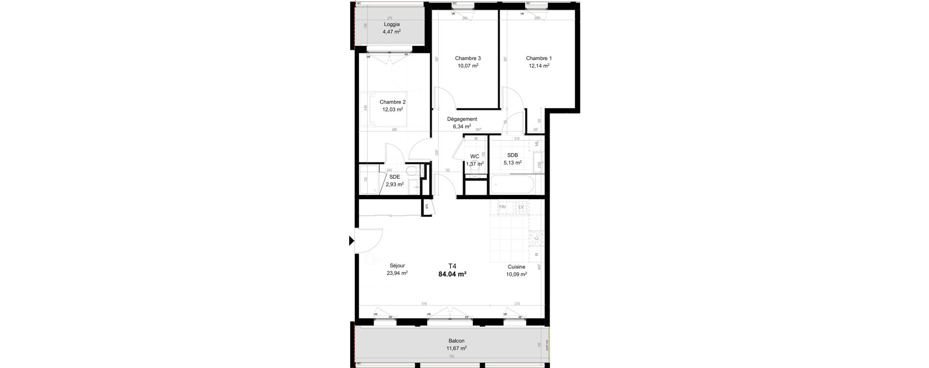 Appartement T4 de 84,04 m2 &agrave; Orly Carri&egrave;res - sentiers