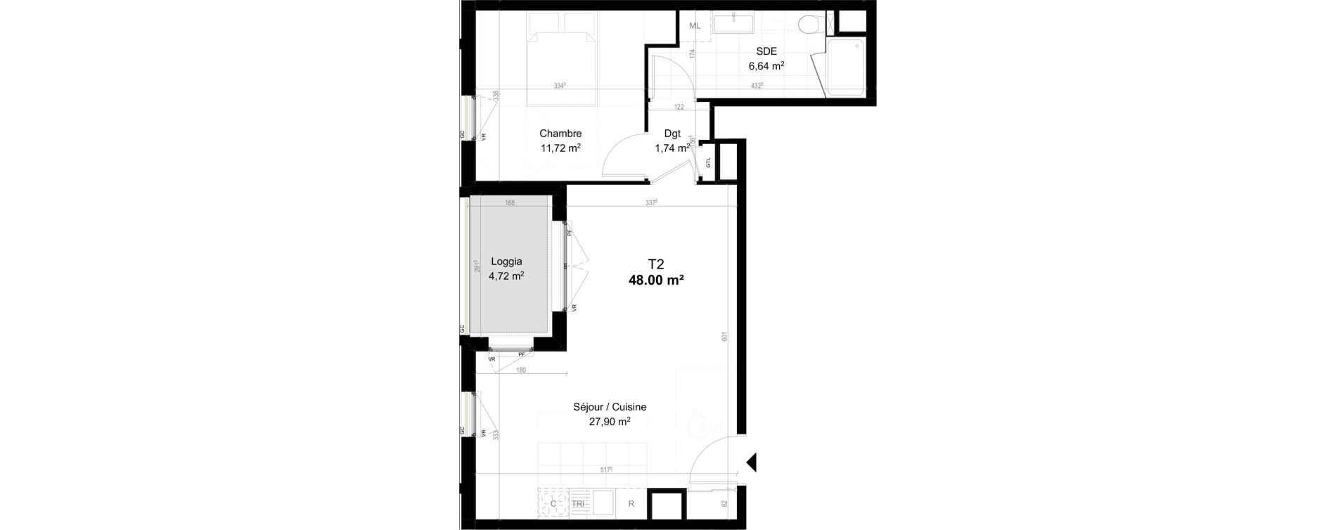 Appartement T2 de 48,00 m2 &agrave; Orly Carri&egrave;res - sentiers