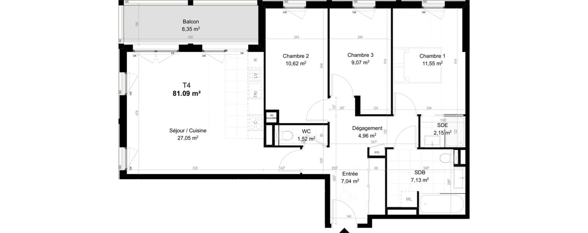 Appartement T4 de 81,09 m2 &agrave; Orly Carri&egrave;res - sentiers