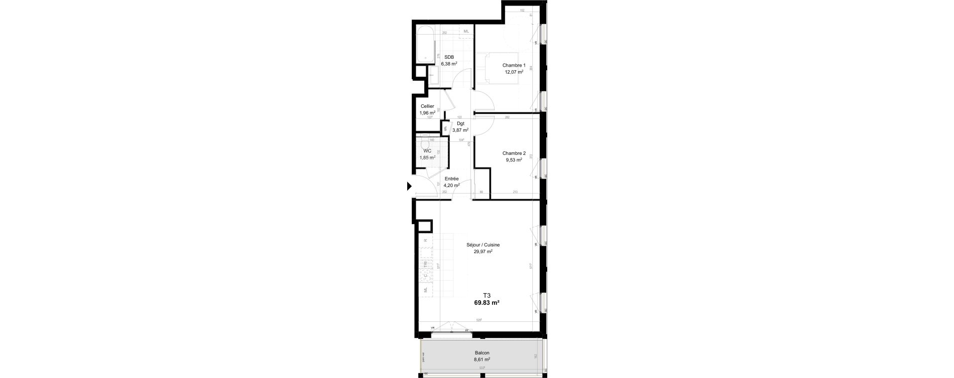 Appartement T3 de 69,83 m2 &agrave; Orly Carri&egrave;res - sentiers