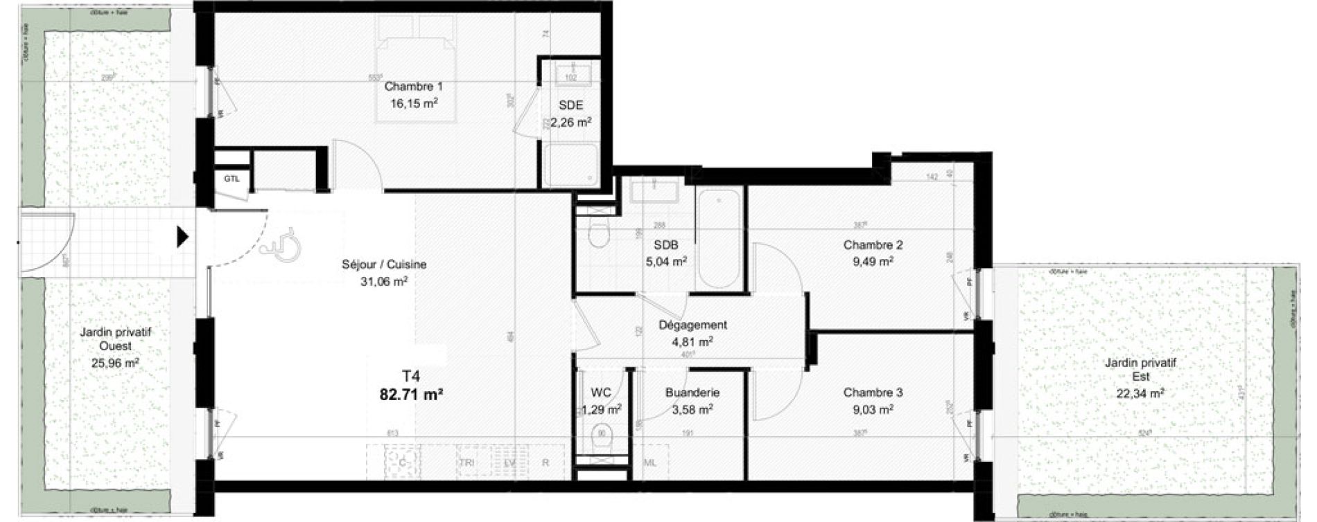 Appartement T4 de 82,71 m2 &agrave; Orly Carri&egrave;res - sentiers