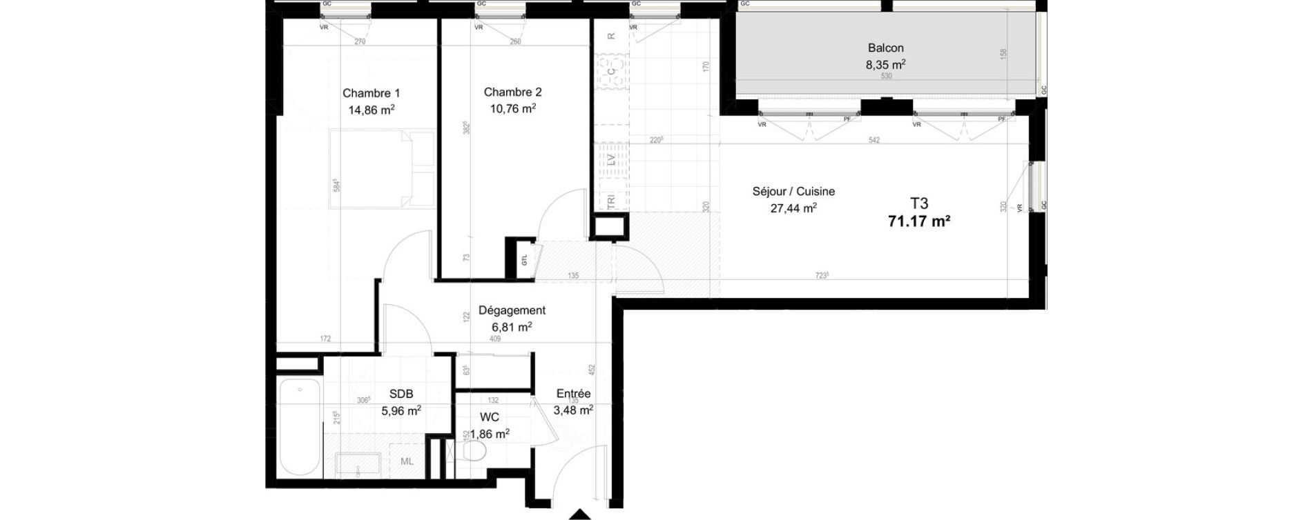 Appartement T3 de 71,17 m2 &agrave; Orly Carri&egrave;res - sentiers