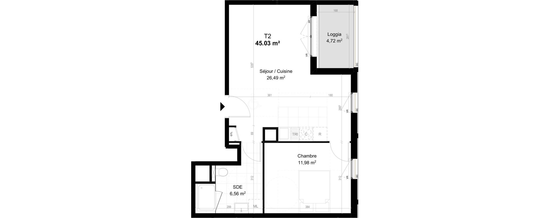 Appartement T2 de 45,03 m2 &agrave; Orly Carri&egrave;res - sentiers