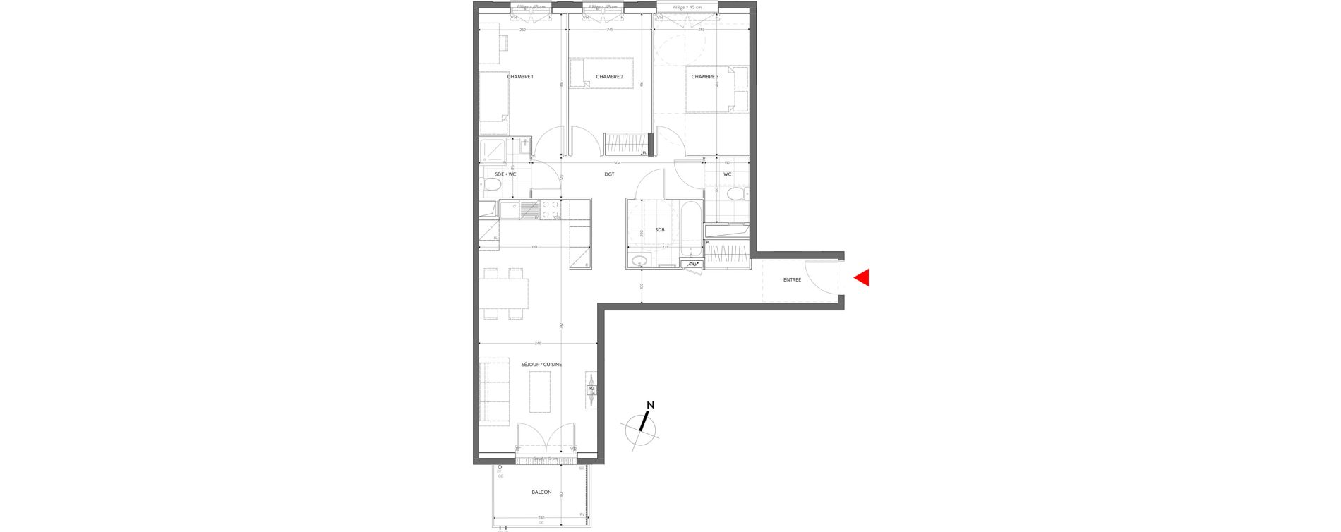 Appartement T4 de 83,46 m2 &agrave; Orly Carri&egrave;res - sentiers