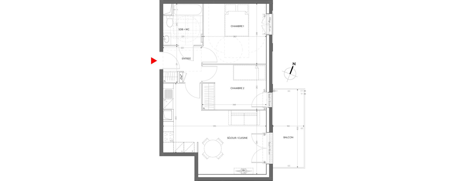 Appartement T3 de 54,16 m2 &agrave; Orly Carri&egrave;res - sentiers