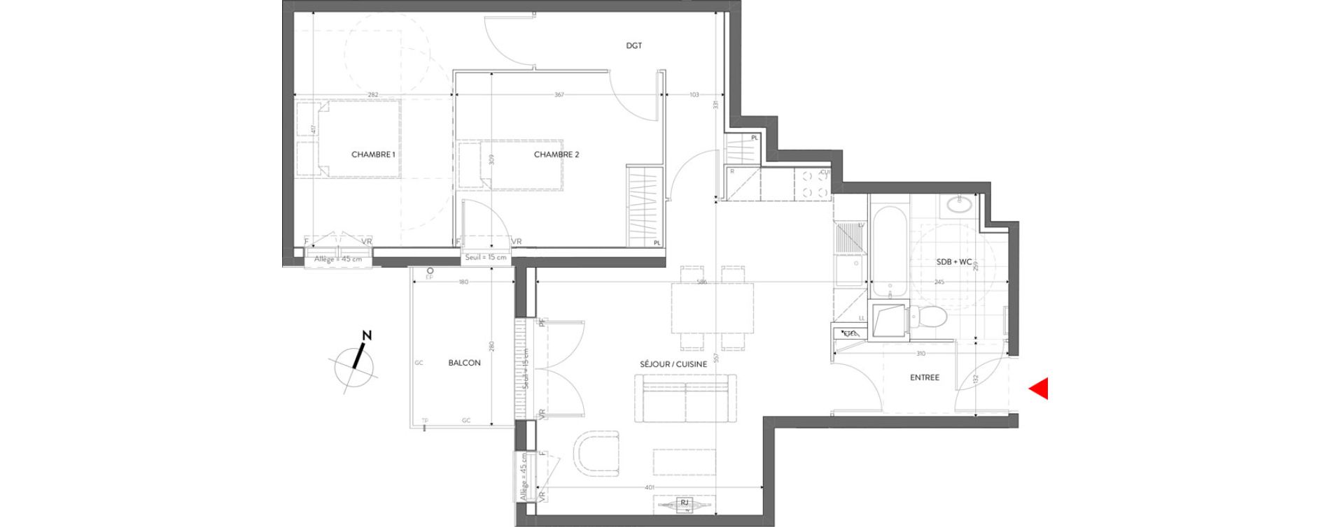 Appartement T3 de 67,08 m2 &agrave; Orly Carri&egrave;res - sentiers