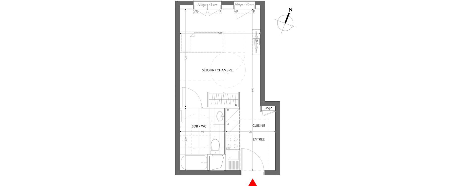 Appartement T1 de 25,11 m2 &agrave; Orly Carri&egrave;res - sentiers