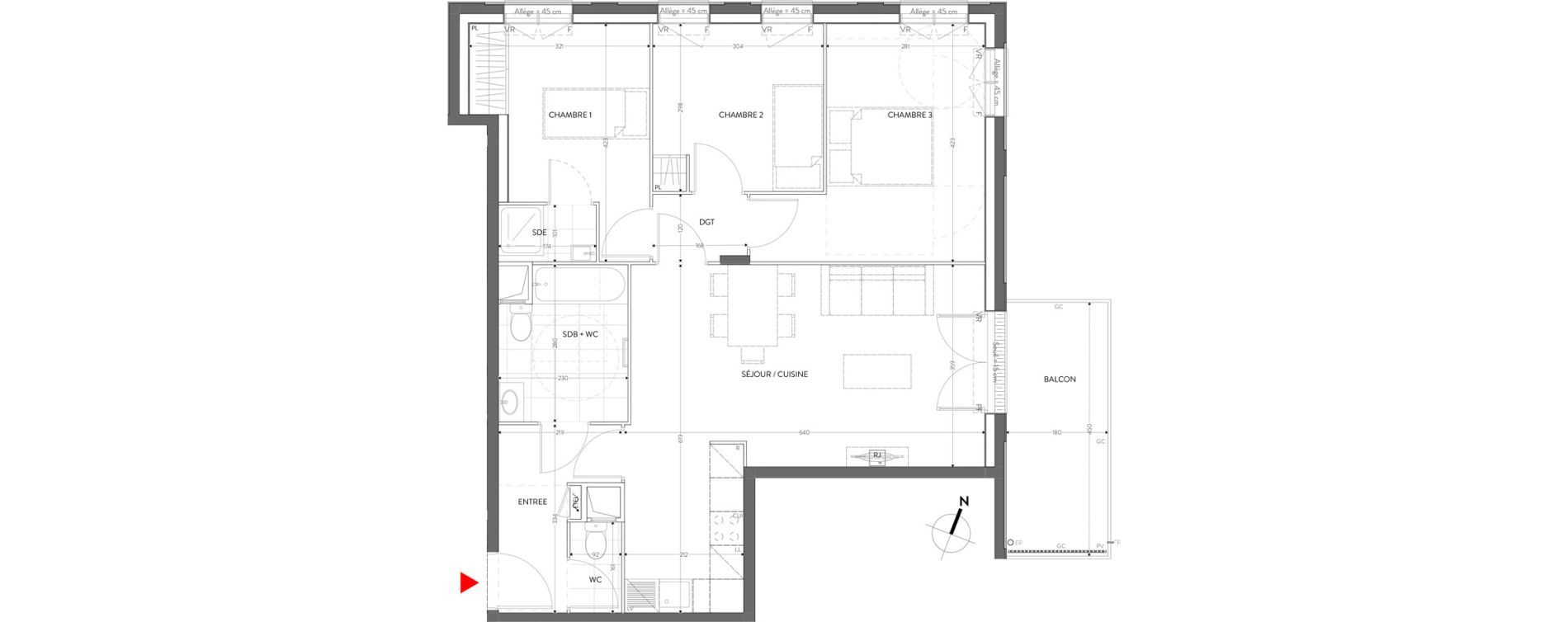Appartement T4 de 77,01 m2 &agrave; Orly Carri&egrave;res - sentiers