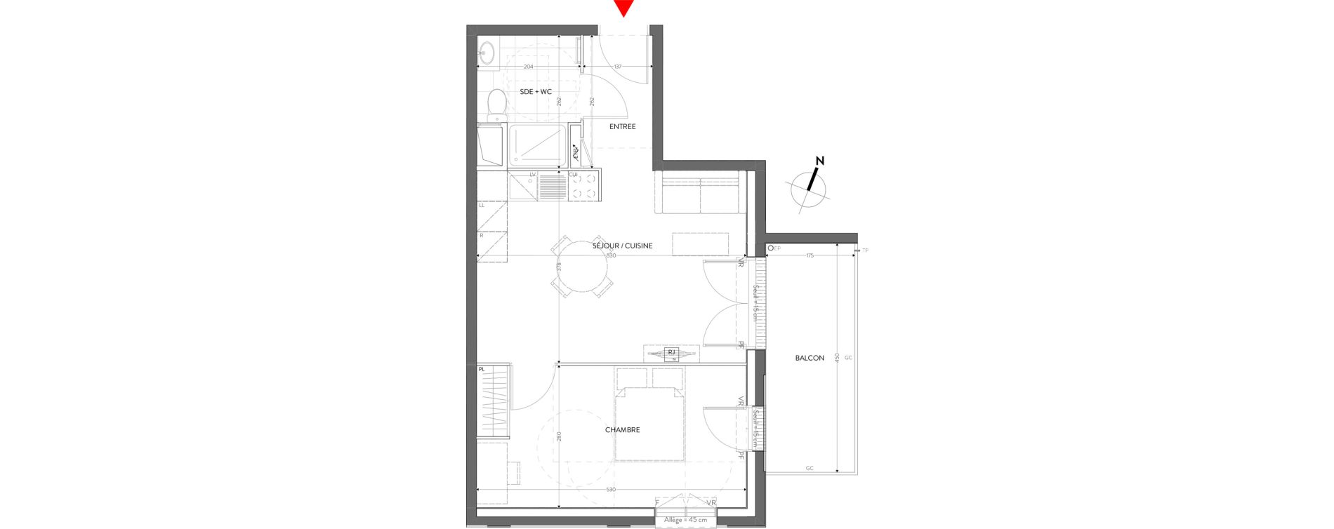 Appartement T2 de 43,09 m2 &agrave; Orly Carri&egrave;res - sentiers