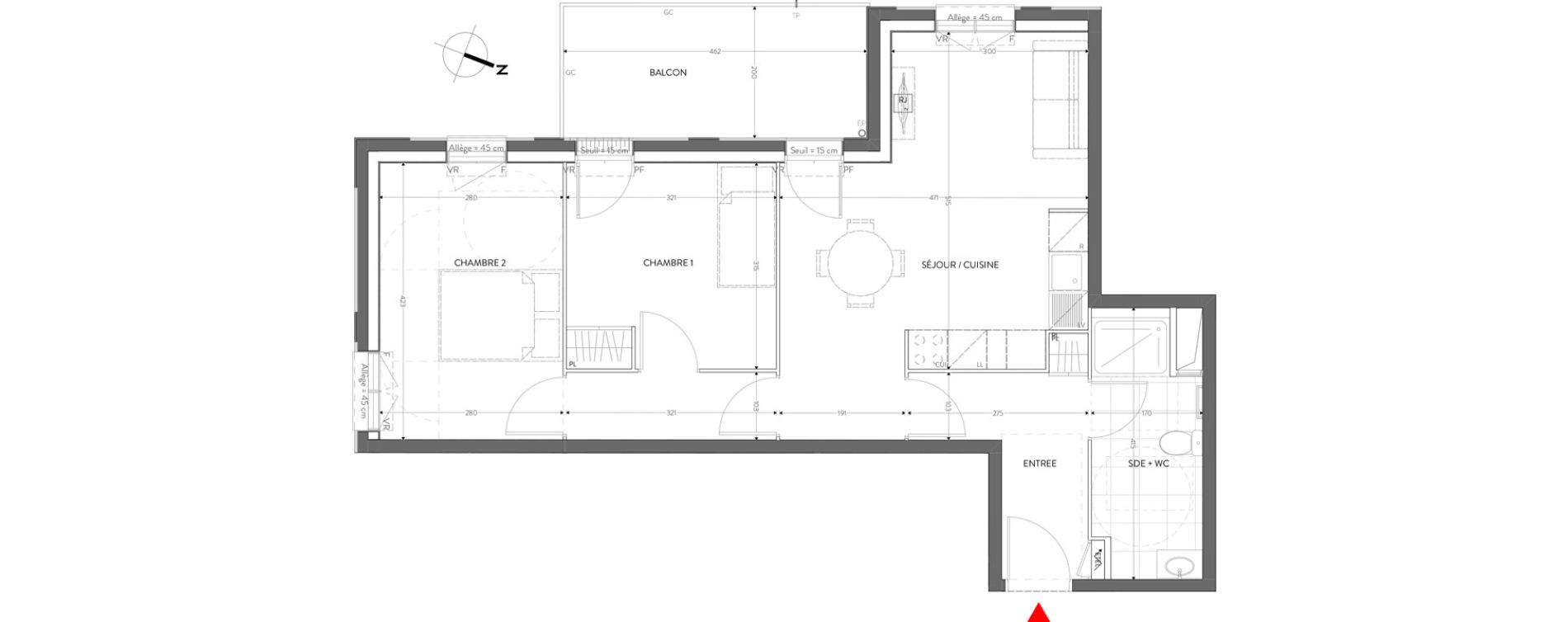 Appartement T3 de 60,05 m2 &agrave; Orly Carri&egrave;res - sentiers
