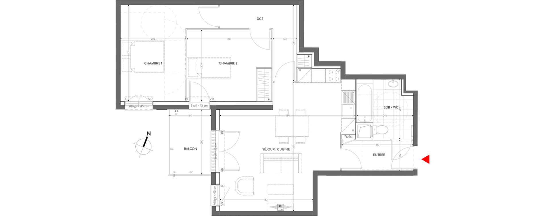 Appartement T3 de 67,08 m2 &agrave; Orly Carri&egrave;res - sentiers
