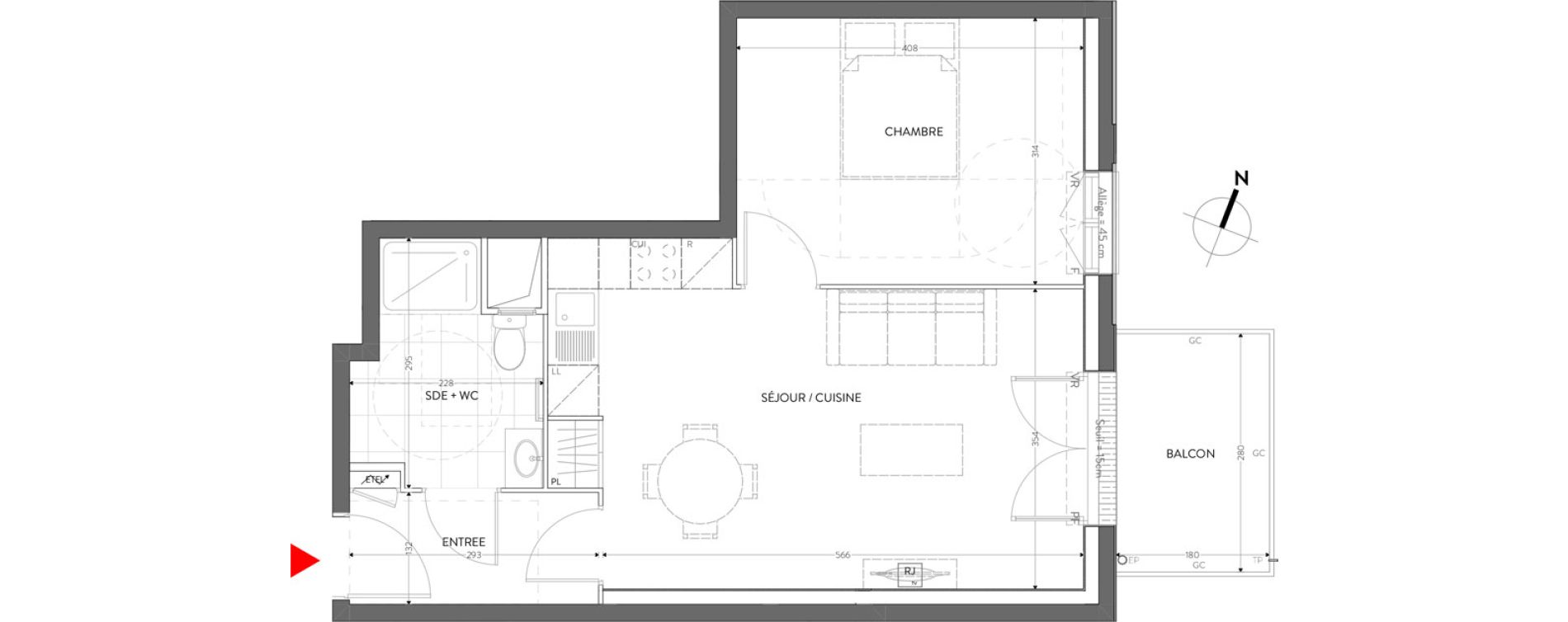 Appartement T2 de 44,91 m2 &agrave; Orly Carri&egrave;res - sentiers
