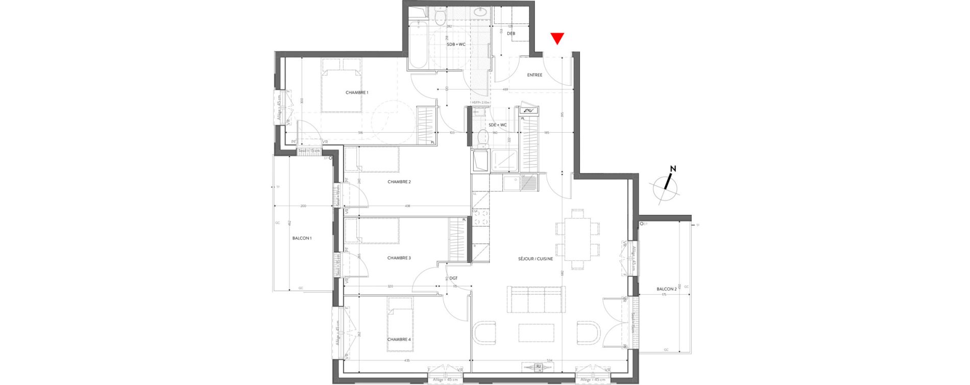 Appartement T5 de 107,38 m2 &agrave; Orly Carri&egrave;res - sentiers