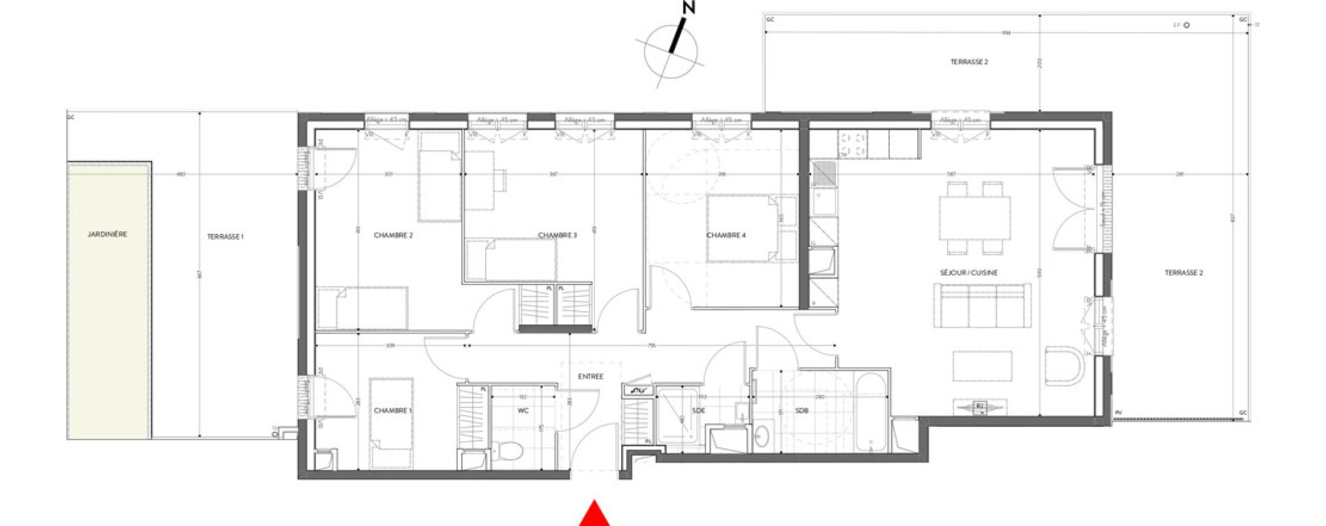 Appartement T5 de 101,06 m2 &agrave; Orly Carri&egrave;res - sentiers