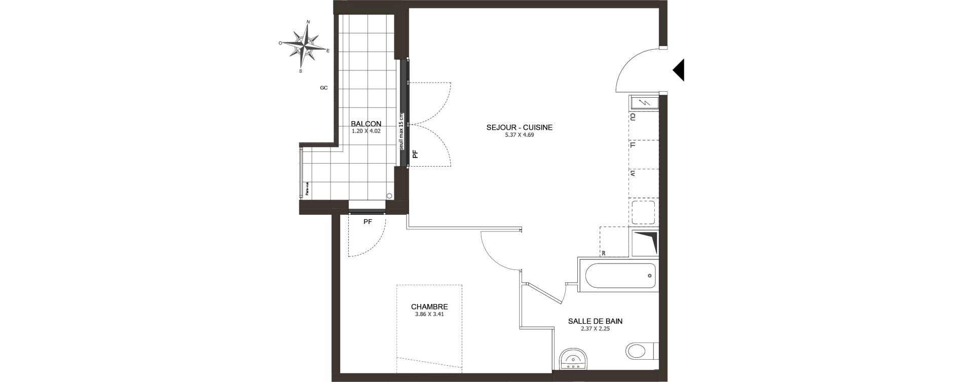 Appartement T2 de 46,13 m2 &agrave; Orly Vieil orly