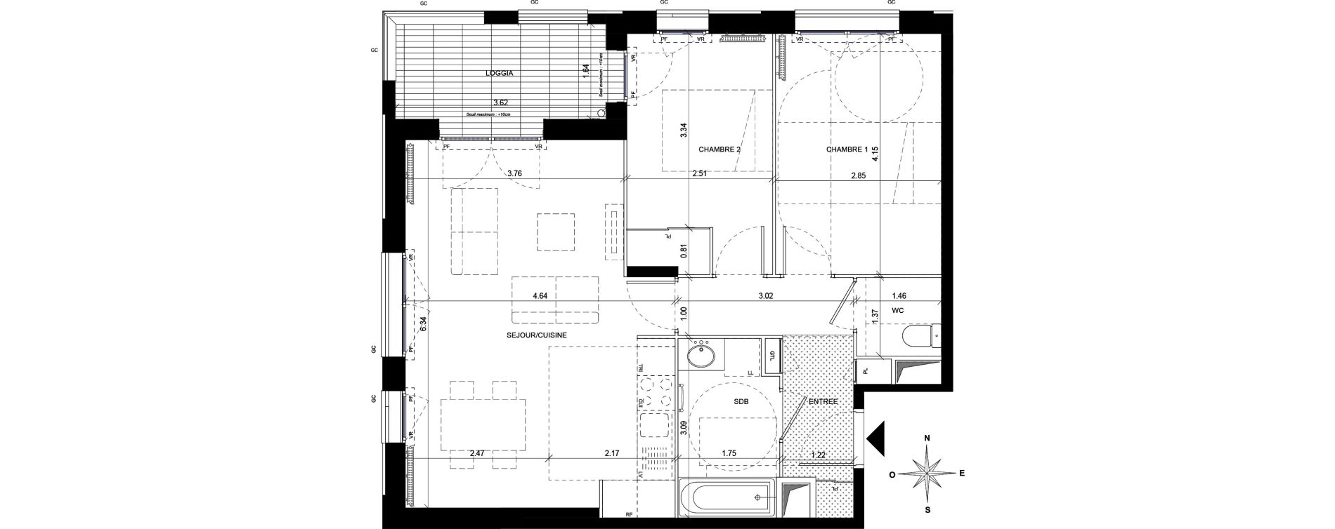 Appartement T3 de 63,45 m2 &agrave; Orly Carri&egrave;res - sentiers