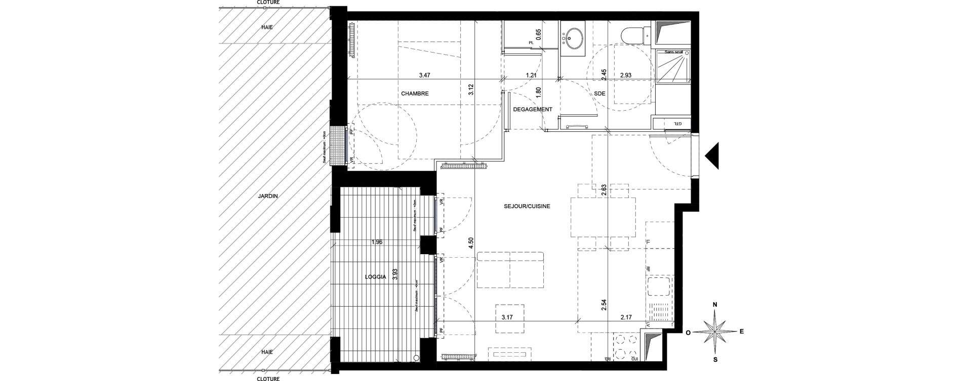 Appartement T2 de 47,24 m2 &agrave; Orly Carri&egrave;res - sentiers